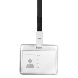 EGO, plastic id card holder with lanyard, black