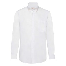 Fruit of the Loom, LS Oxford Shirt, men's long sleeve business shirt, white, M