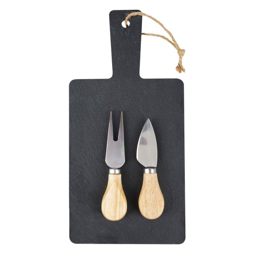 OLIO, set kamena ploča i pribor za sir sa drvenom drškom, 3/1, bež