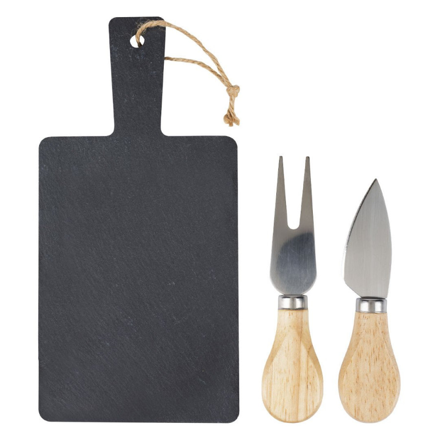 OLIO, set kamena ploča i pribor za sir sa drvenom drškom, 3/1, bež