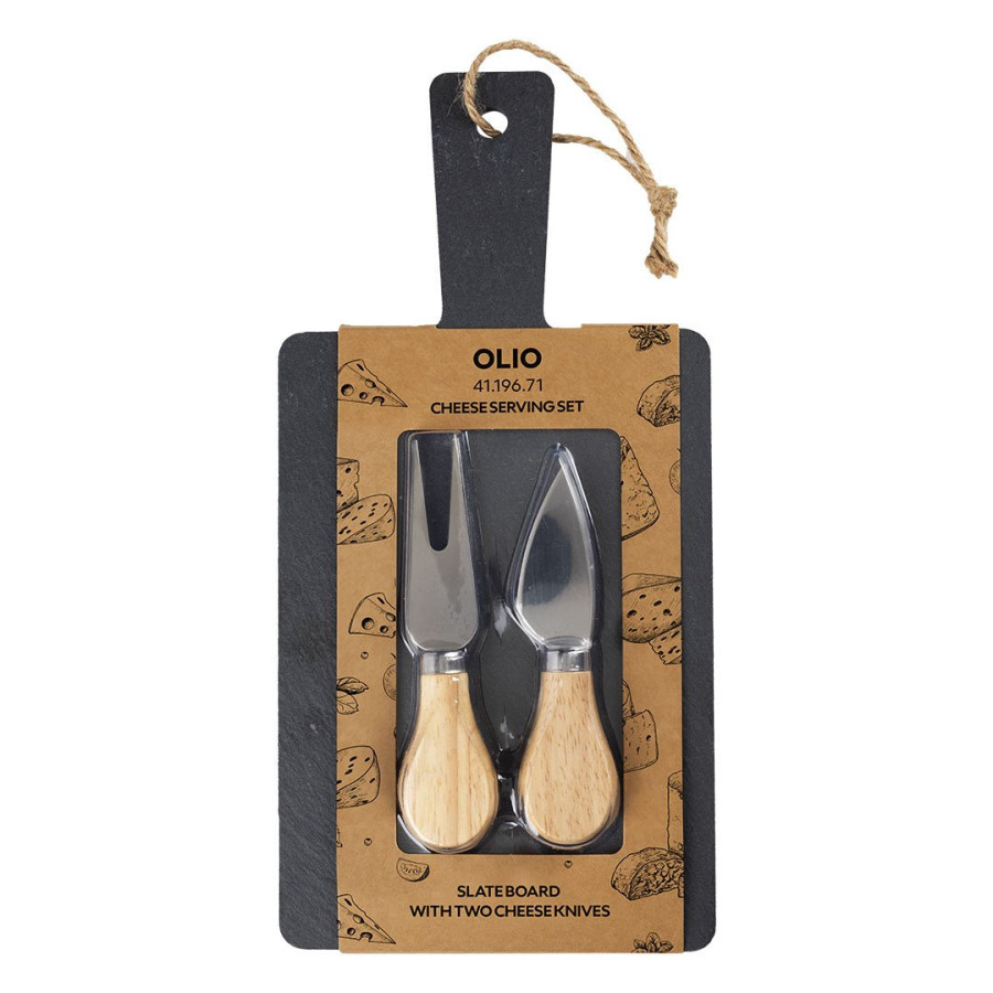 OLIO, set kamena ploča i pribor za sir sa drvenom drškom, 3/1, bež
