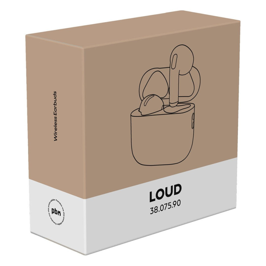 LOUD, wireless stereo earbuds