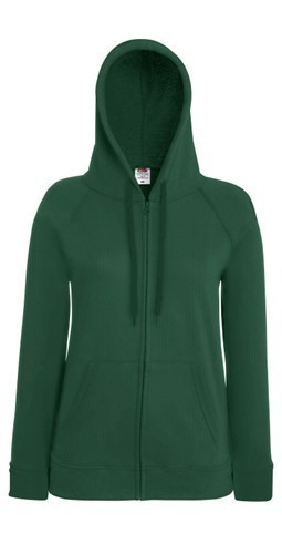 Fruit of the Loom, Ladies Lightweight Hooded Sweat Jacket, hooded sweatshirt, forest green, 2XL