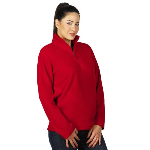 GLECHER ZIP, polar fleece half-zip sweatshirt, red