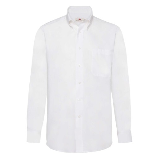 Fruit of the Loom, LS Oxford Shirt, Men's Long Sleeve Business Shirt, White, 2XL