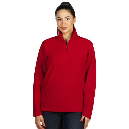 GLECHER ZIP, polar fleece half-zip sweatshirt, red