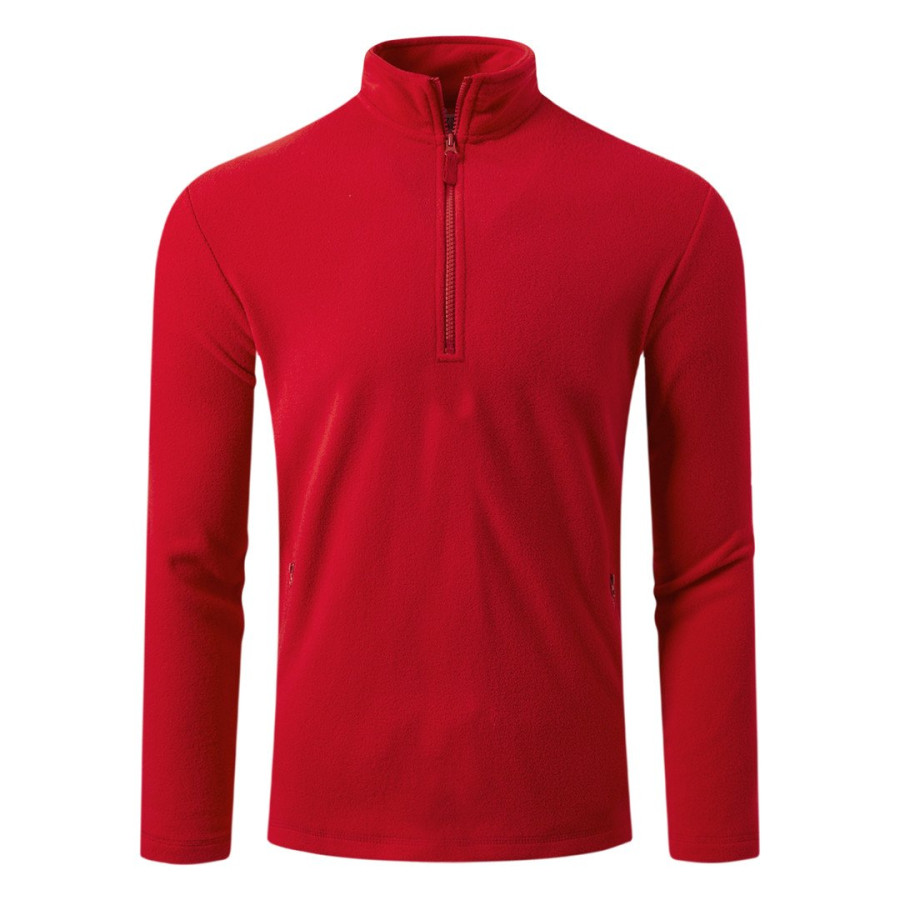GLECHER ZIP, polar fleece half-zip sweatshirt, red