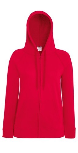 Fruit of the Loom, Ladies Lightweight Hooded Sweat Jacket, hooded sweatshirt, red, S