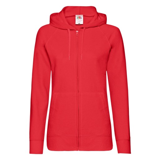 Fruit of the Loom, Ladies Lightweight Hooded Sweat Jacket, ženski duks sa kapuljačom, crvena, L