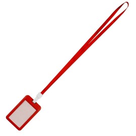CARTER, plastic id card holder with lanyard, red