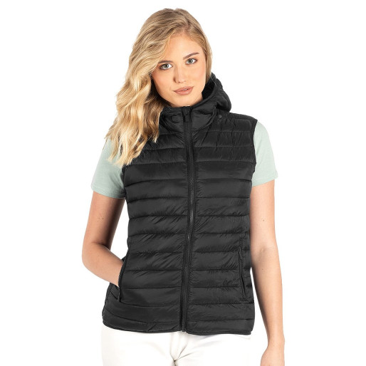 LIBERTY HOOD VEST WOMEN, ženski prsluk sa kapuljačom, crni