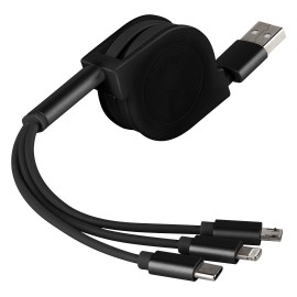 FLASH, usb charging cable 3 in 1, 1 m long, black