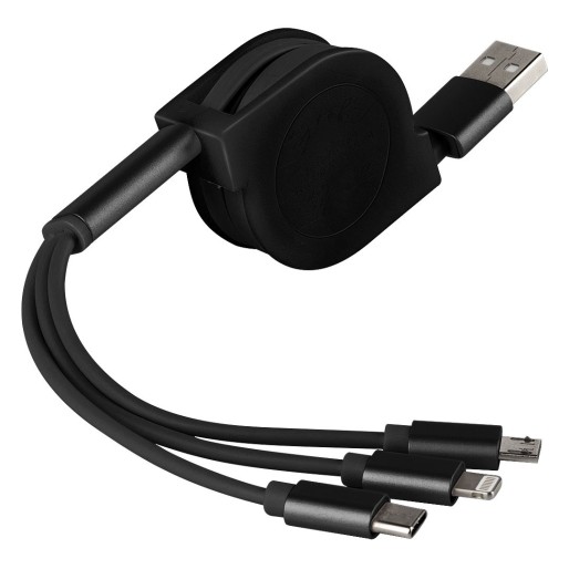 FLASH, usb charging cable 3 in 1, 1 m long, black
