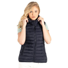 LIBERTY HOOD VEST WOMEN, light padded bodywarmer with hood, blue