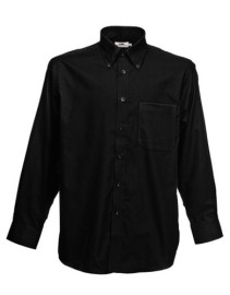 Fruit of the Loom, LS Oxford Shirt, men's long sleeve business shirt, black, 2XL