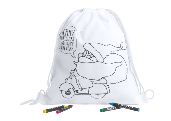 Kertran colouring drawstring bag, Santa Claus