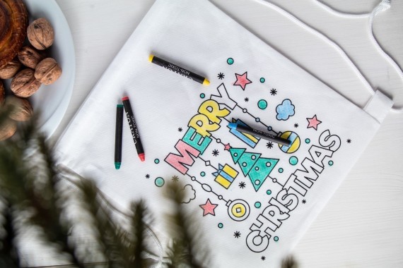 Kertran colouring drawstring bag, Merry Christmas