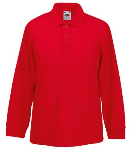Fruit of the Loom, Kids 65/35 LS Polo, kids polo shirt, long sleeves, red, 12-13
