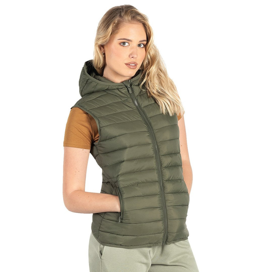 LIBERTY HOOD VEST WOMEN, ženski prsluk sa kapuljačom, maslinasti