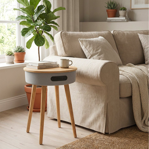 GENESIS, sto sa zvučnikom i bežičnim punjačem, 15w, sivi