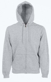 Fruit Of The Loom, Premium Hooded sweat jakna, pepeljasto siva,, XL