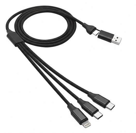 FLET 60W 6IN1, usb type-c kabl za punjenje i prenos podataka, 6 u 1, 60w, crni