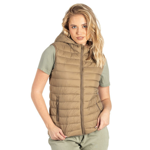 LIBERTY HOOD VEST WOMEN, ženski prsluk sa kapuljačom, svetlo braon