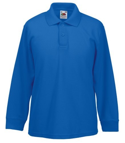 Fruit of the Loom, Kids 65/35 LS Polo, children's polo shirt, long sleeves, royal blue, 12-13