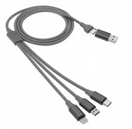 FLET 60W 6IN1, usb type-c kabl za punjenje i prenos podataka, 6 u 1, 60w, tamno sivi