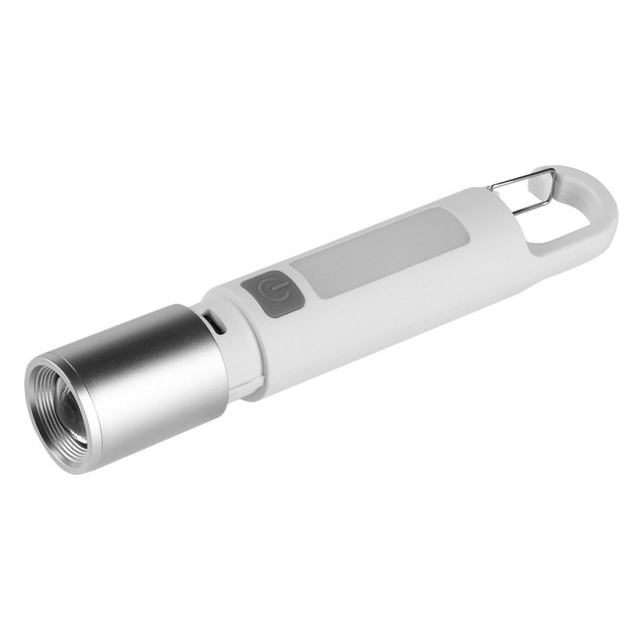 KLAUS, rechargeable flashlight with 1.200 mah battery capacity, white