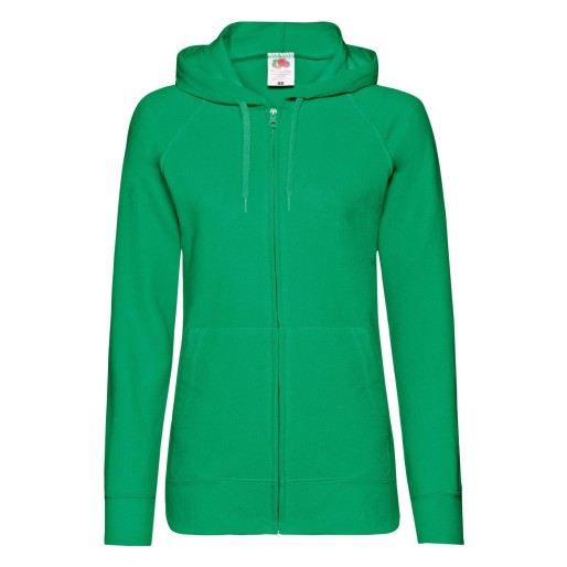 Fruit of the Loom, Ladies Lightweight Hooded Sweat Jacket, hooded sweatshirt, kelly green, 2XL