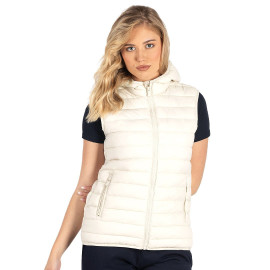 LIBERTY HOOD VEST WOMEN, light padded bodywarmer with hood, off white
