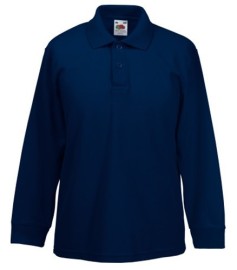 Fruit of the Loom, Kids 65/35 LS Polo, children's polo shirt, long sleeves, navy dark, 12-13