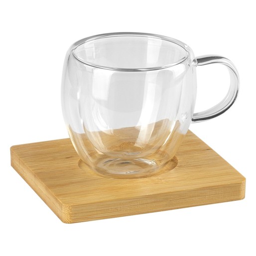 CAFE, set cups and saucers for coffee, 2/1, transparent