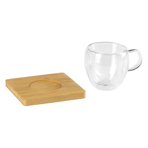 CAFE, set cups and saucers for coffee, 2/1, transparent