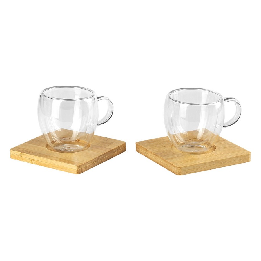 CAFE, set cups and saucers for coffee, 2/1, transparent