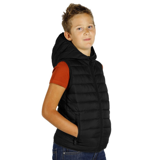 LIBERTY HOOD VEST KID, dečji prsluk sa kapuljačom, crni