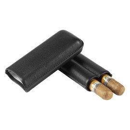 FIDEL, genuine leather cigar case black