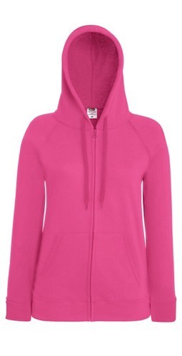 Fruit of the Loom, Ladies Lightweight Hooded Sweat Jacket, ženski duks sa kapuljačom, fuksija, XL