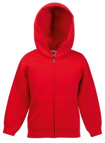 Fruit Of The Loom, Kids Premium Hooded Sweat Jacket, Hooded Sweatshirt, Red, 5-6