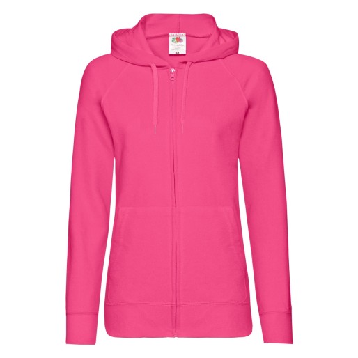 Fruit of the Loom, Ladies Lightweight Hooded Sweat Jacket, ženski duks sa kapuljačom, fuksija, 2XL