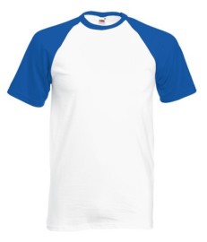 Fruit of the Loom, Baseball T, men's cotton two-tone T-shirt, white-blue, 2XL
