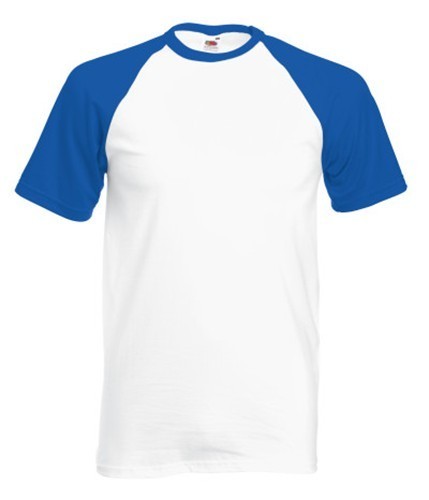 Fruit of the Loom, Baseball T, men's cotton two-tone T-shirt, white-blue, 2XL