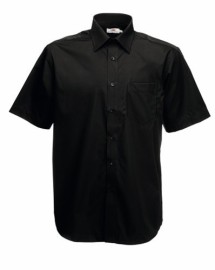 Fruit of the Loom, Poplin Shirt, Men's Short Sleeve Shirt, Black, XL