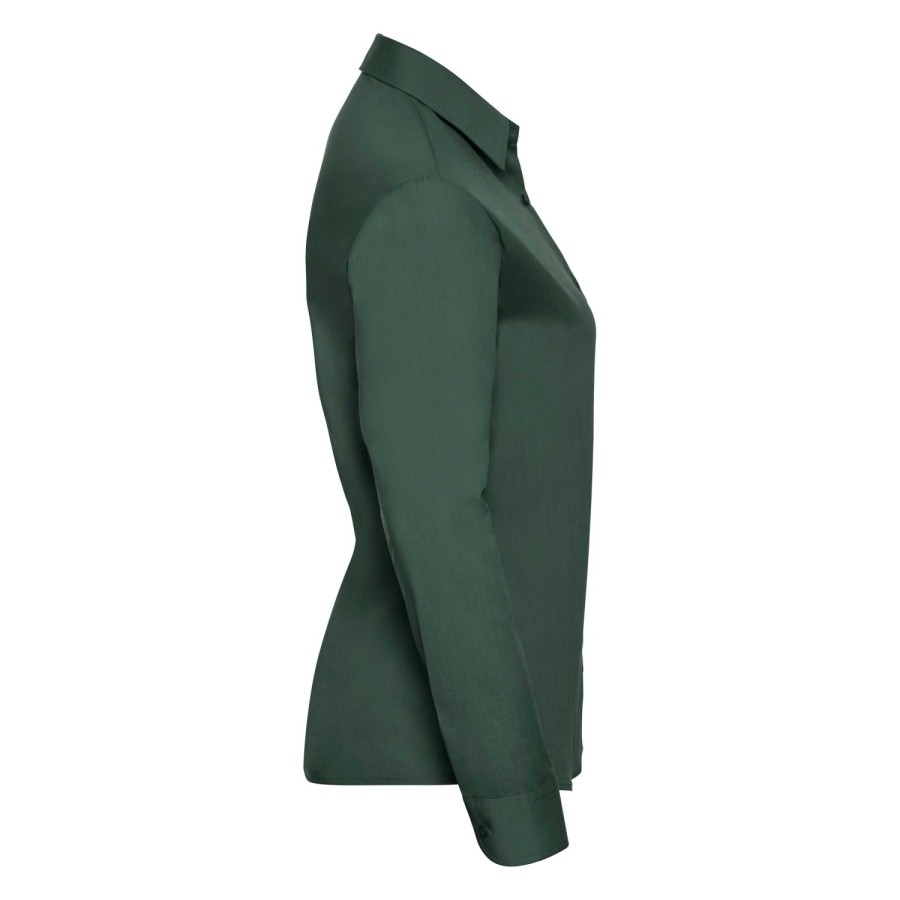 RUSSELL Women's Long Sleeved POLYCOTTON EASY CARE POPLIN Shirt