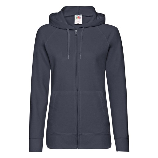 Fruit of the Loom, Ladies Lightweight Hooded Sweat Jacket, hooded sweatshirt, dark waistcoat, XS