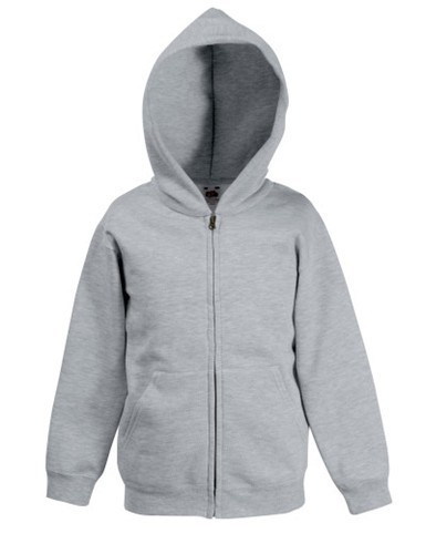 Fruit Of The Loom, Kids Premium Hooded Sweat Jacket, duks sa kapuljačom za decu, pepeljasto siva, 12-13
