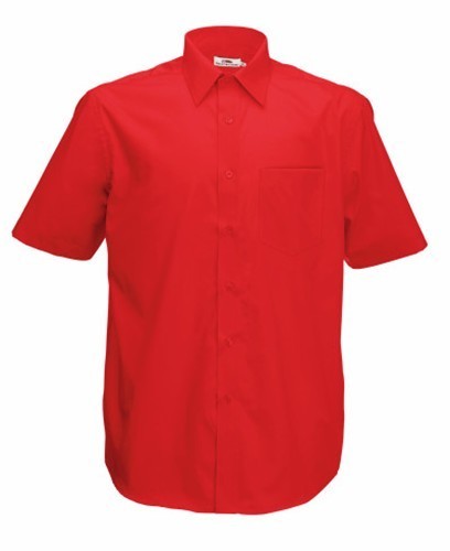 Fruit of the Loom, Poplin Shirt, men's short sleeve shirt, red, S
