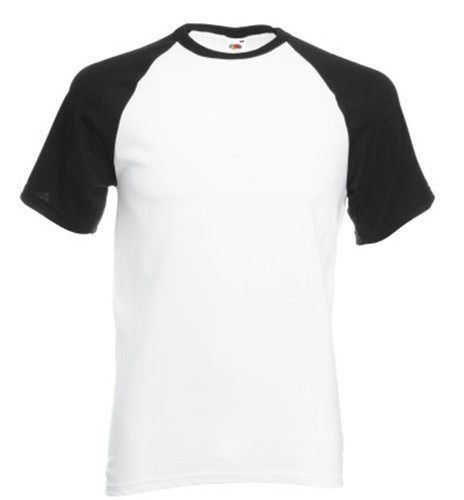 Fruit of the Loom, Baseball T, men's cotton two-tone T-shirt, white-blue, XL