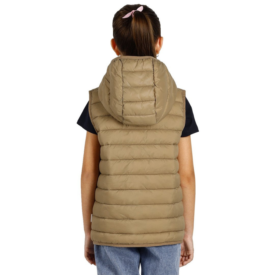LIBERTY HOOD VEST KID, kid's bodywarmer with hood, light brown